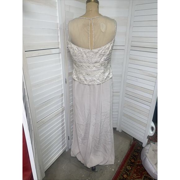 Cameron Blake by Mon Cheri Mother Of The Bride Dress Gown Beige Off White Sz 14 - Picture 8 of 13